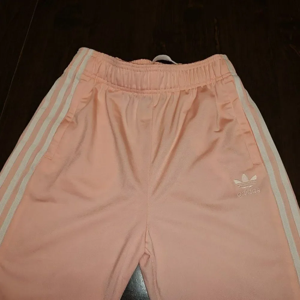 New Adidas White Pink Crop Top Pants Outfit Size Girl's 13/14 Years